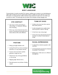 Document preview: Body Language Chart - Wjc