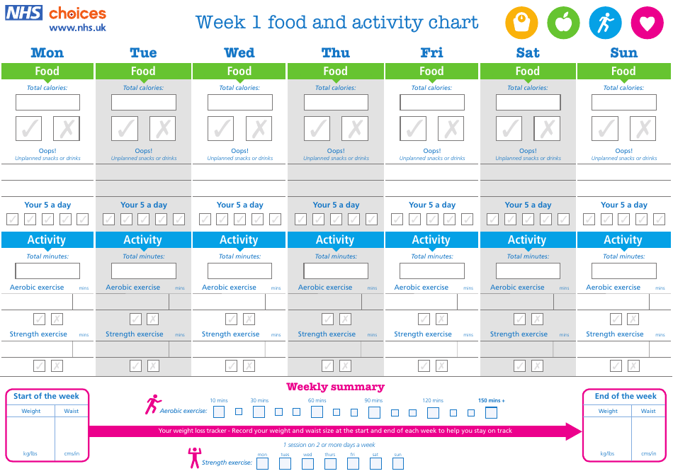 Preview image of a weekly food and activity chart