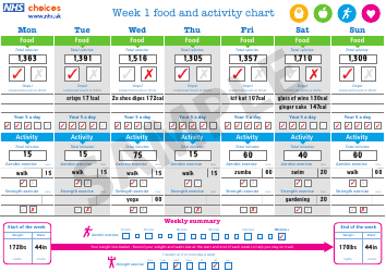 Weekly Food and Activity Charts, Page 2