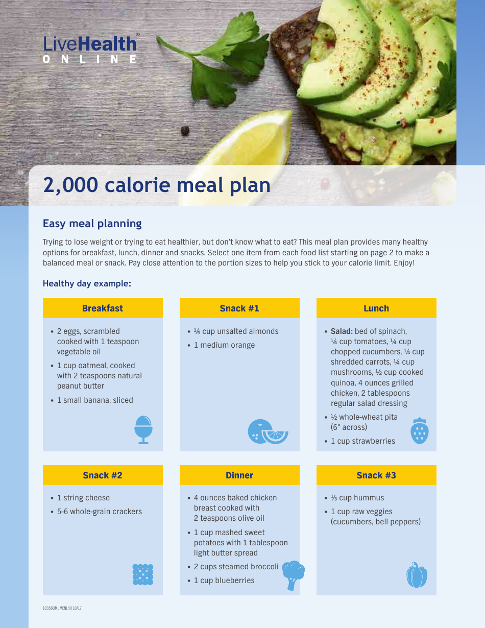 2,000 Calorie Meal Plan Image Preview