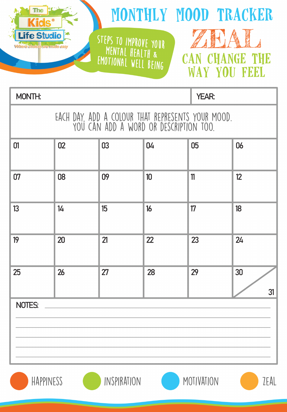 Monthly Mood Tracker Download Printable - Monthly Mood Tracker Print Big 