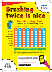 Document preview: Weekly Toothbrushing Chart - Yellow