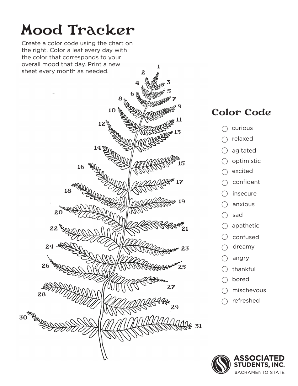 Mood Tracker Coloring Sheet Download Printable PDF Templateroller