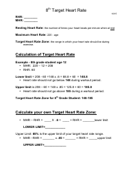 Target Heart Rate Calculation Sheet