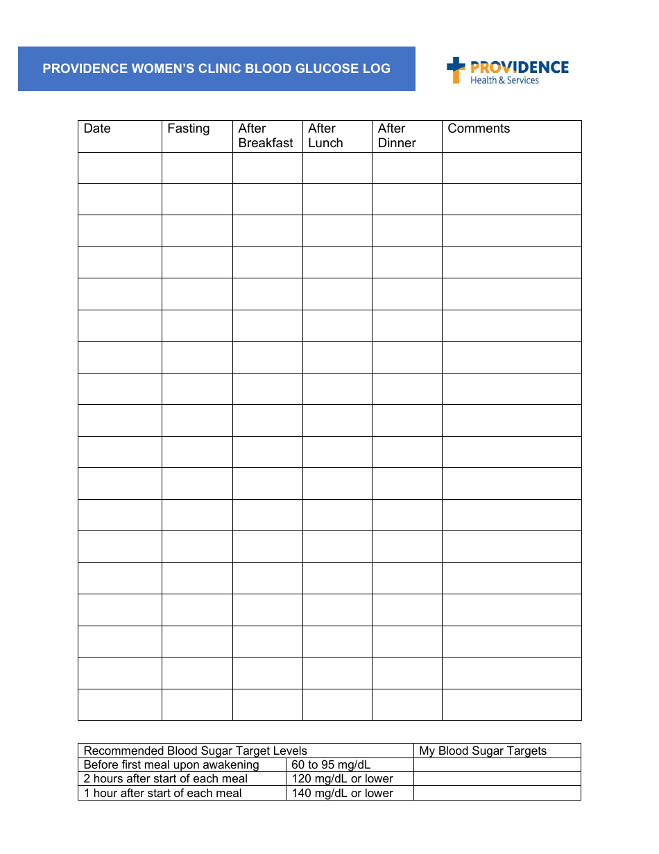 Blood Glucose Log - Providence Womens Clinic, Page 4