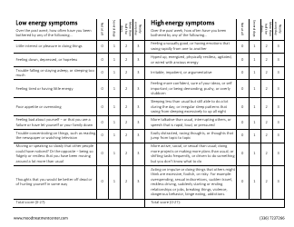 Mood Chart - High and Low Energy Symptoms, Page 2