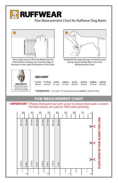 Dog Paw Measurement Chart - Ruffwear