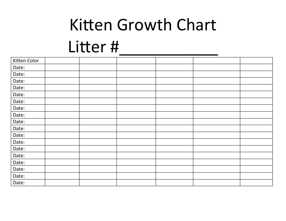 Kitten Growth Chart Table Download Printable PDF Templateroller