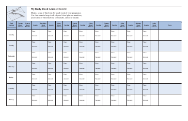 Document preview: Daily Blood Glucose Record Sheet