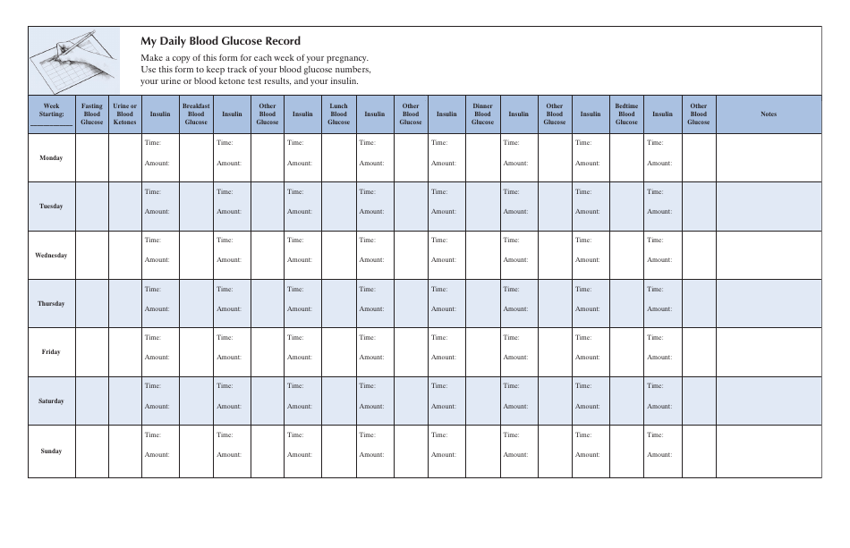 Daily Blood Glucose Record Sheet Download Printable PDF Templateroller