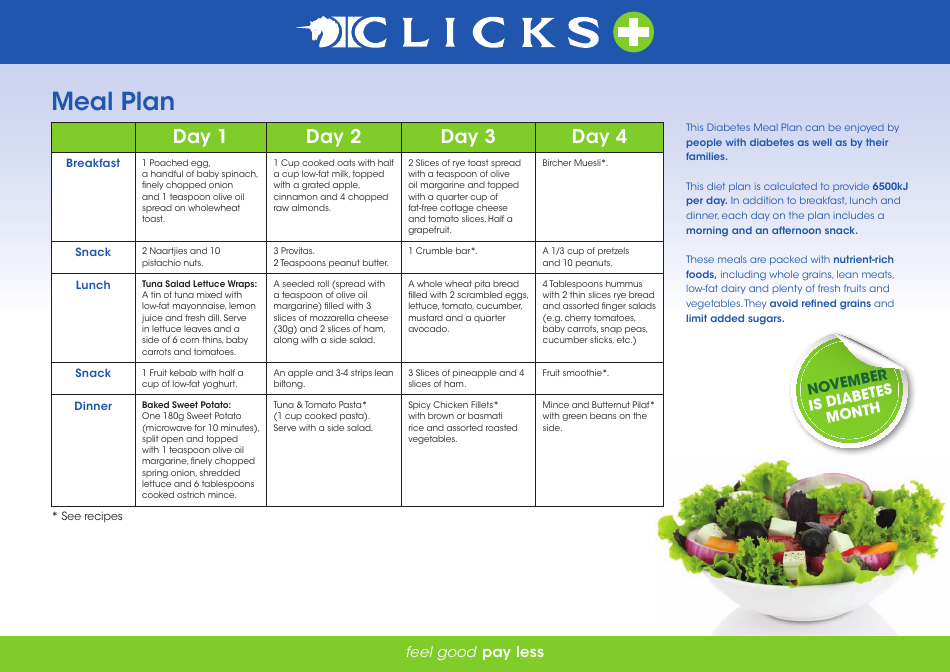 Diabetes Meal Plan Download Printable - Diabetes Meal Plan Print Big 