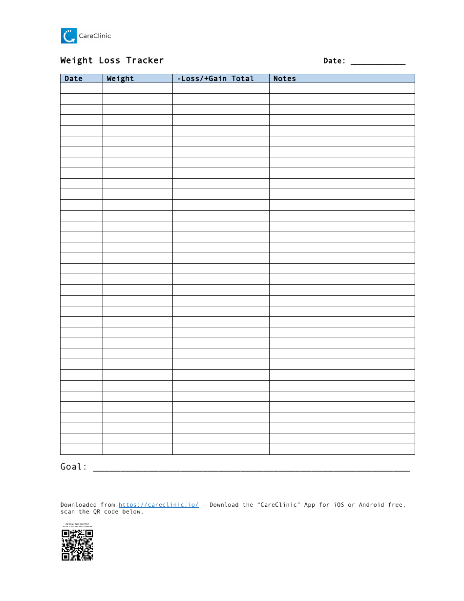 Weight Loss Tracking Sheet Template - Image Preview