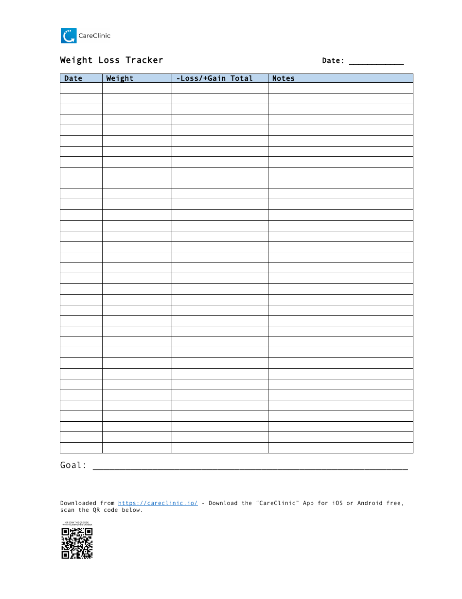 Weight Loss Tracking Sheet Download Printable PDF | Templateroller