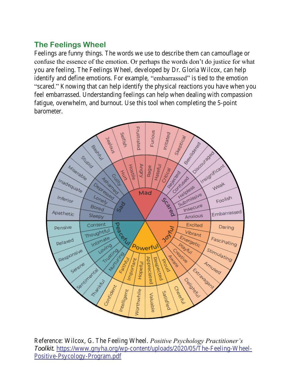 The Feelings Wheel Download Printable PDF | Templateroller