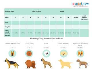 Document preview: Puppy Weight Chart - Large Breed