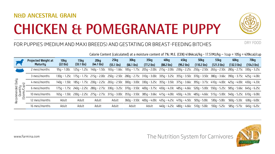 Puppy Feeding Chart - N&D