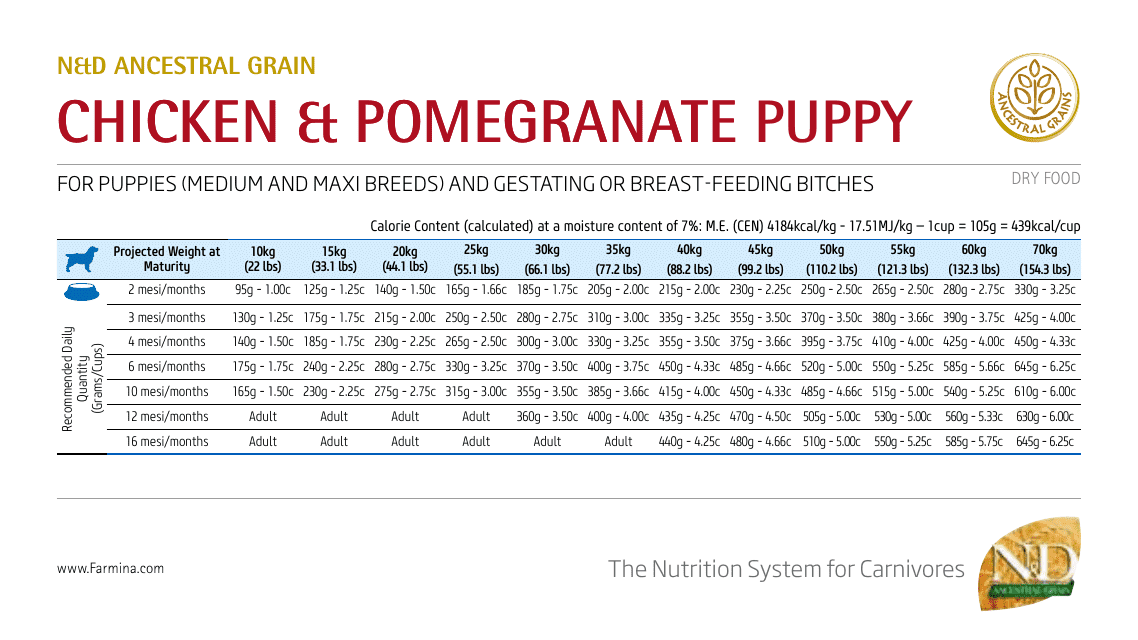 Puppy Feeding Chart - N&d