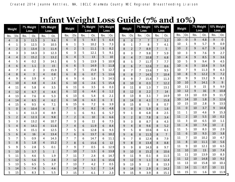 Infant Weight Loss Chart Preview Image