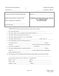 Document preview: Form UJS-030 Verified Petition for Name Change of a Minor Child (Uncontested) - South Dakota