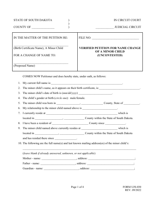 Form UJS-030  Printable Pdf