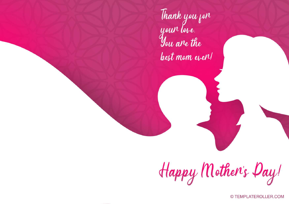 Mother's Day Card Template with Mother and Child