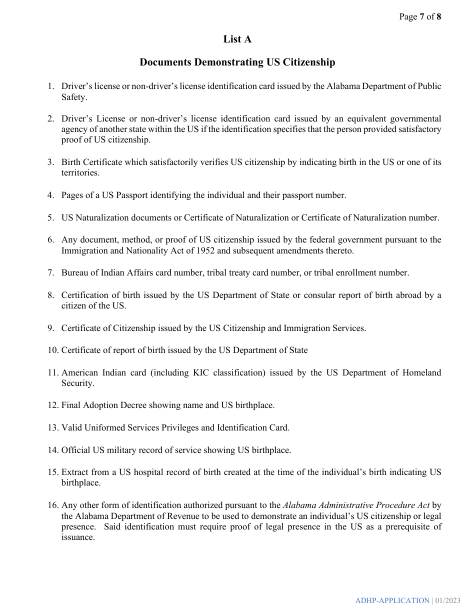 Alabama Dental Hygiene Program Application - Alabama, Page 7