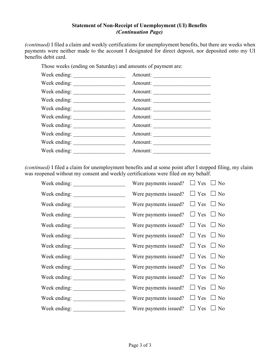 Statement of Non-receipt of Unemployment (Ui) Benefits - South Carolina, Page 3