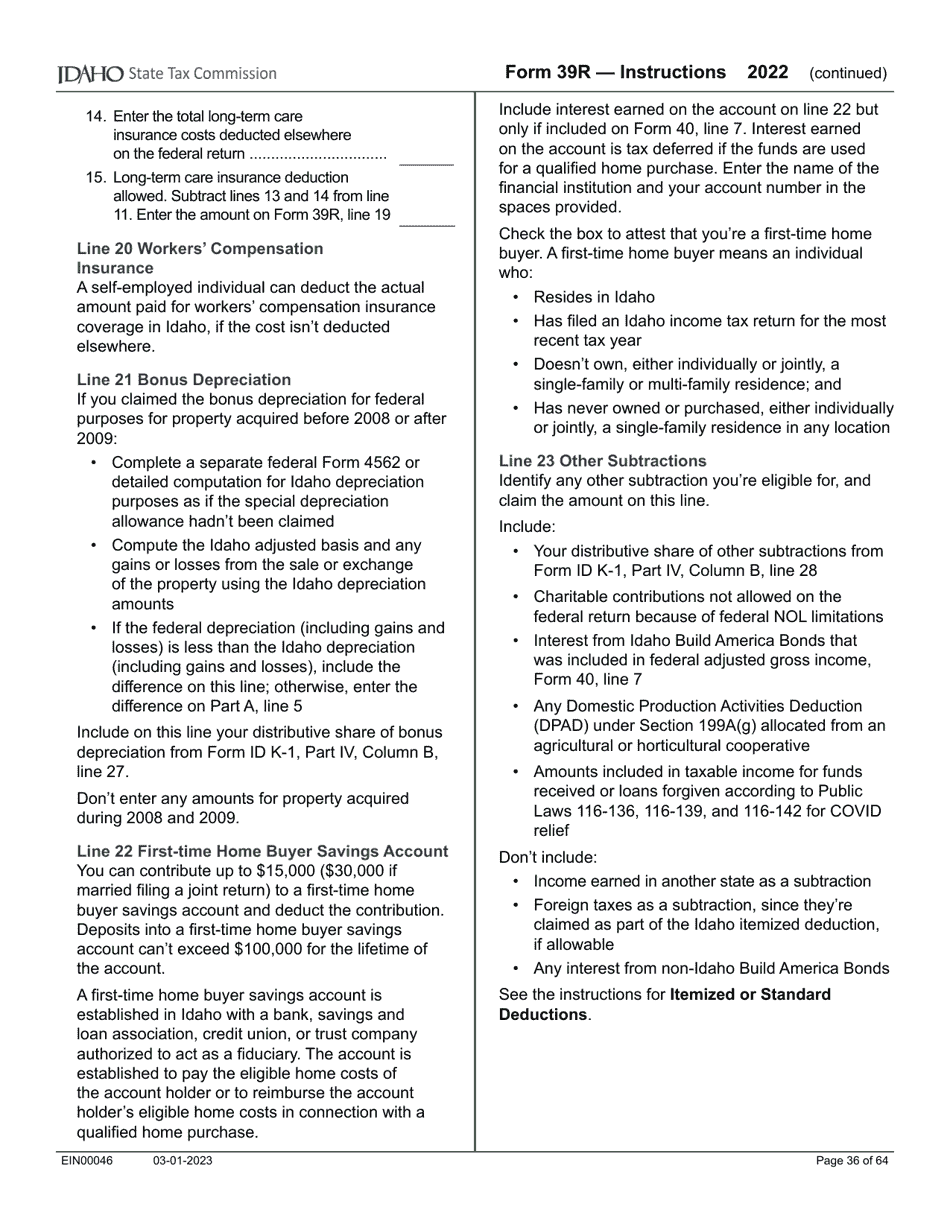 Form 39R (EFO00088) Resident Supplemental Schedule - Idaho, Page 12