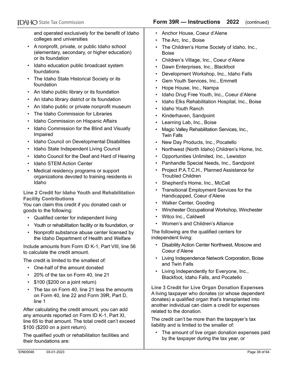 Form 39R (EFO00088) Resident Supplemental Schedule - Idaho, Page 14