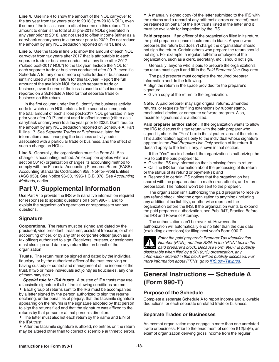 Instructions for IRS Form 990-T Exempt Organization Business Income Tax Return (And Proxy Tax Under Section 6033(E)), Page 13