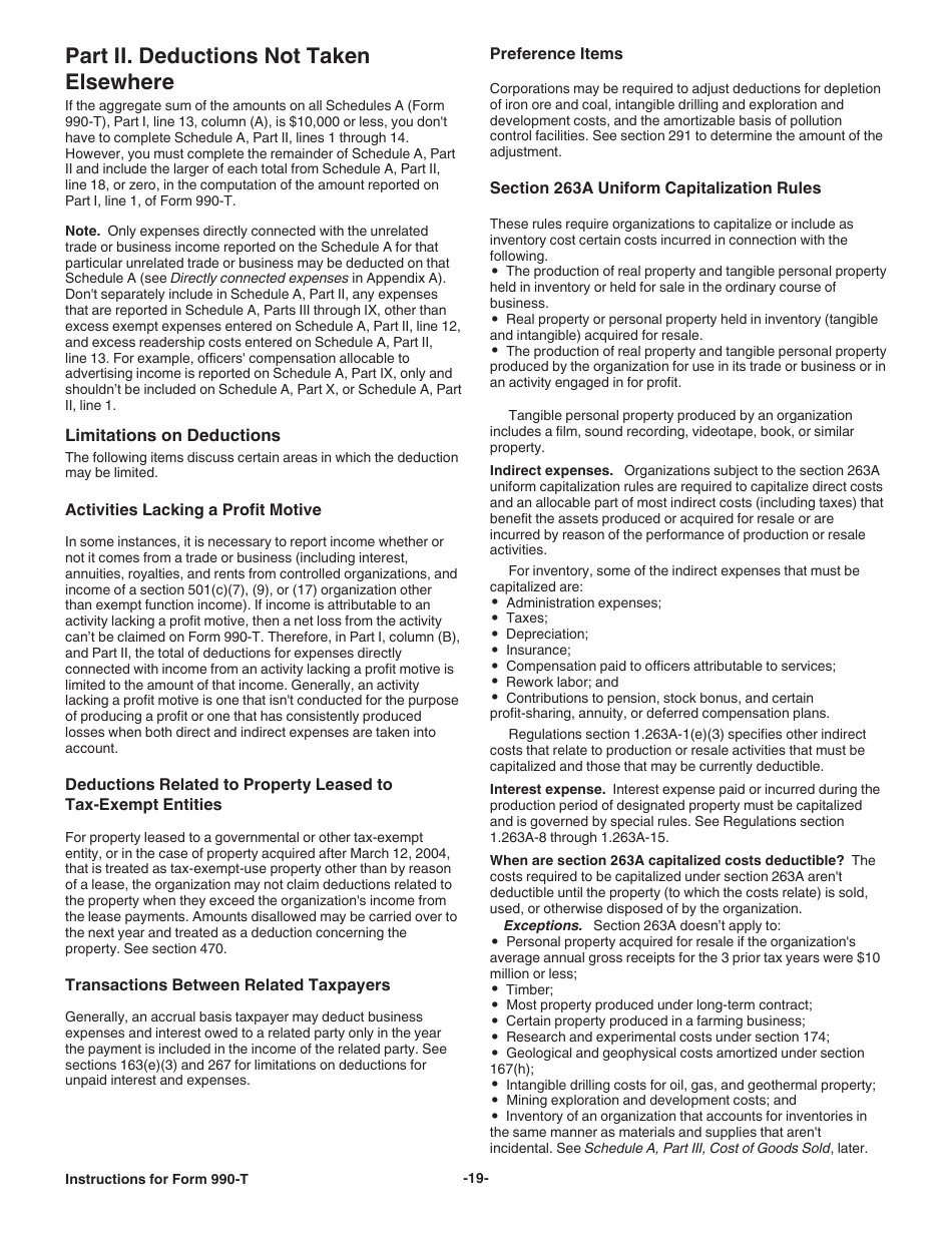 Instructions for IRS Form 990-T Exempt Organization Business Income Tax Return (And Proxy Tax Under Section 6033(E)), Page 19