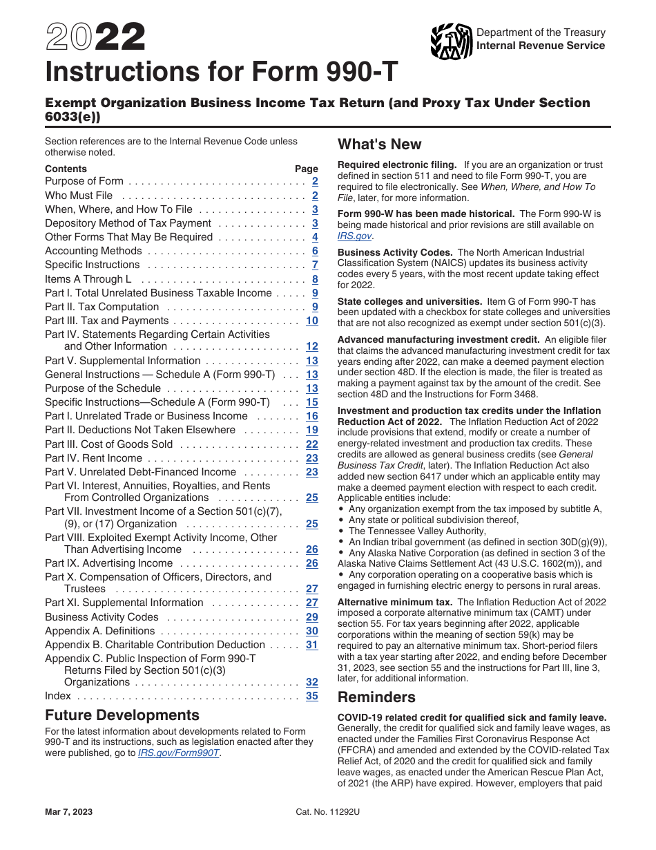 Instructions for IRS Form 990-T Exempt Organization Business Income Tax Return (And Proxy Tax Under Section 6033(E)), Page 1