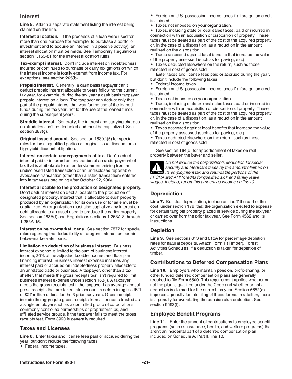 Instructions for IRS Form 990-T Exempt Organization Business Income Tax Return (And Proxy Tax Under Section 6033(E)), Page 21