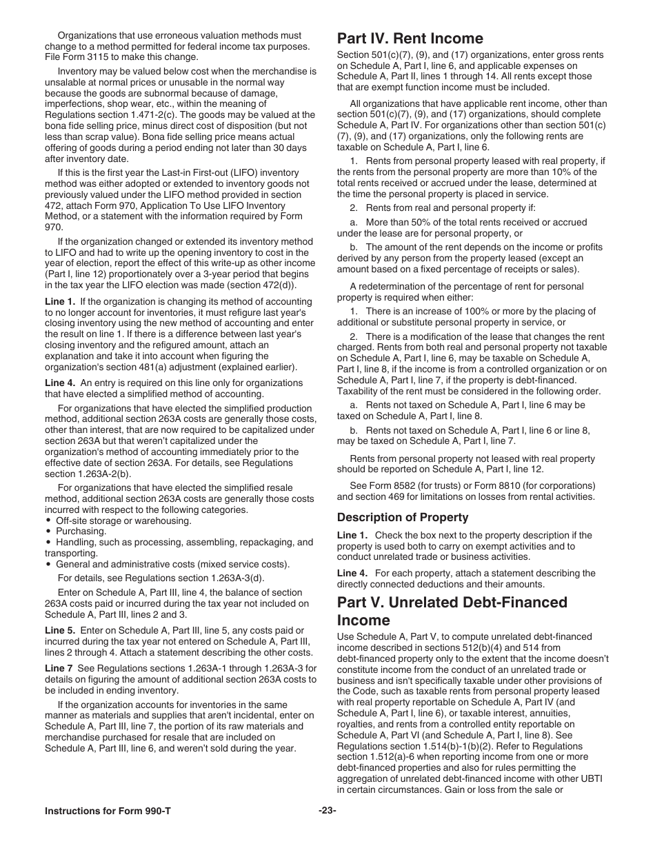 Instructions for IRS Form 990-T Exempt Organization Business Income Tax Return (And Proxy Tax Under Section 6033(E)), Page 23