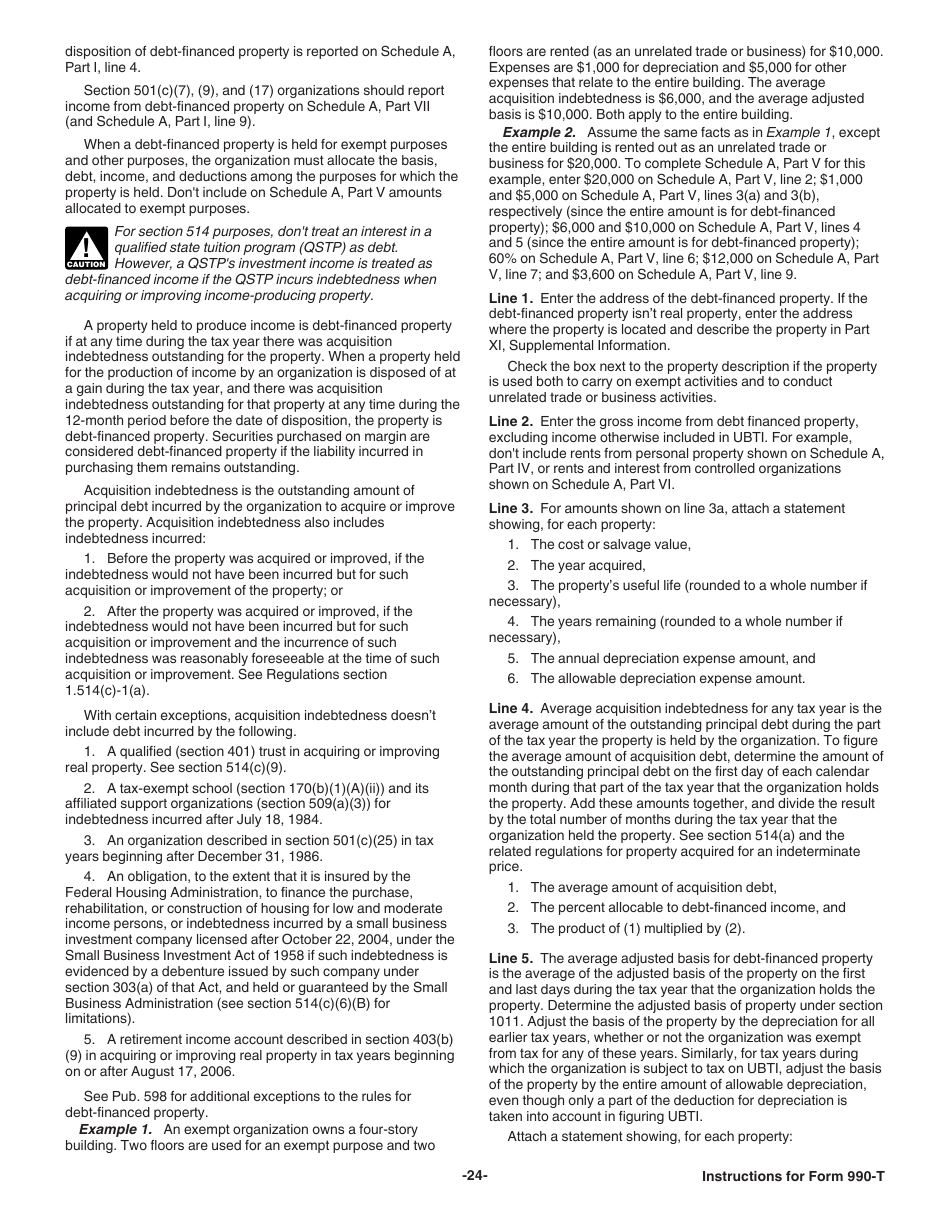 Instructions for IRS Form 990-T Exempt Organization Business Income Tax Return (And Proxy Tax Under Section 6033(E)), Page 24