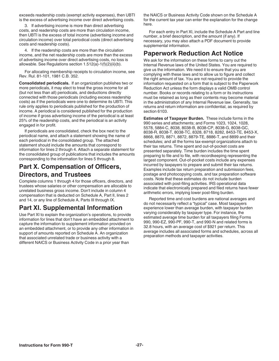 Instructions for IRS Form 990-T Exempt Organization Business Income Tax Return (And Proxy Tax Under Section 6033(E)), Page 27