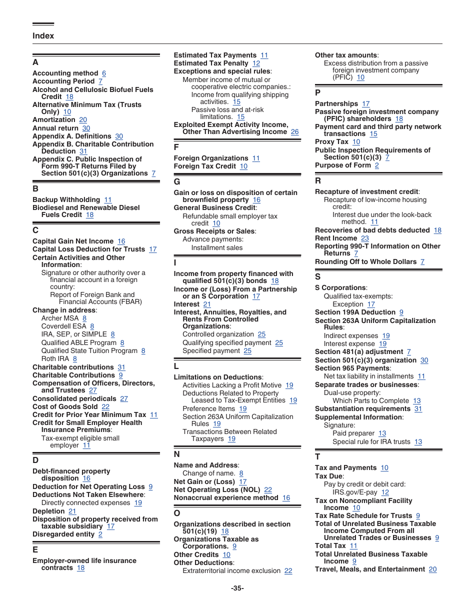 Instructions for IRS Form 990-T Exempt Organization Business Income Tax Return (And Proxy Tax Under Section 6033(E)), Page 35