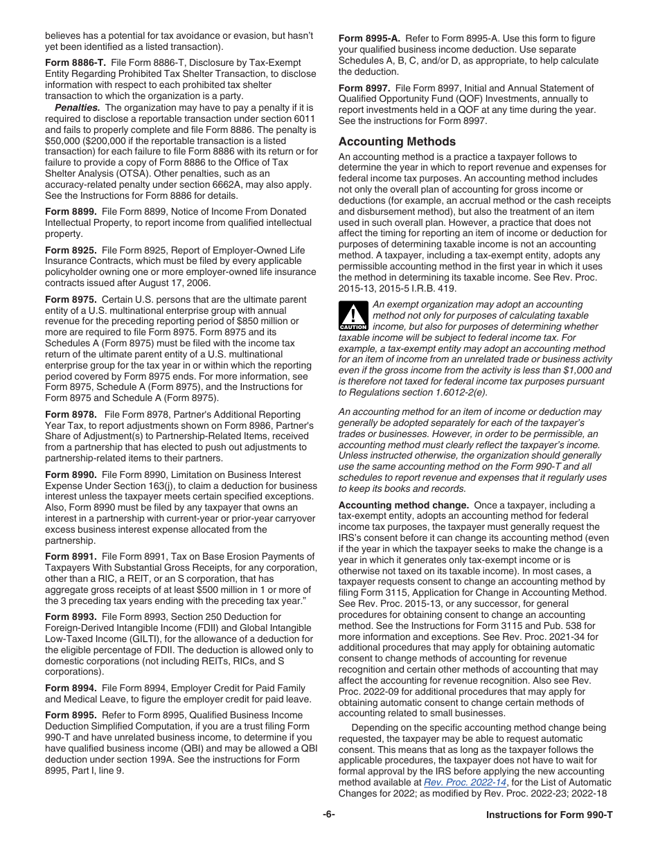 Instructions for IRS Form 990-T Exempt Organization Business Income Tax Return (And Proxy Tax Under Section 6033(E)), Page 6