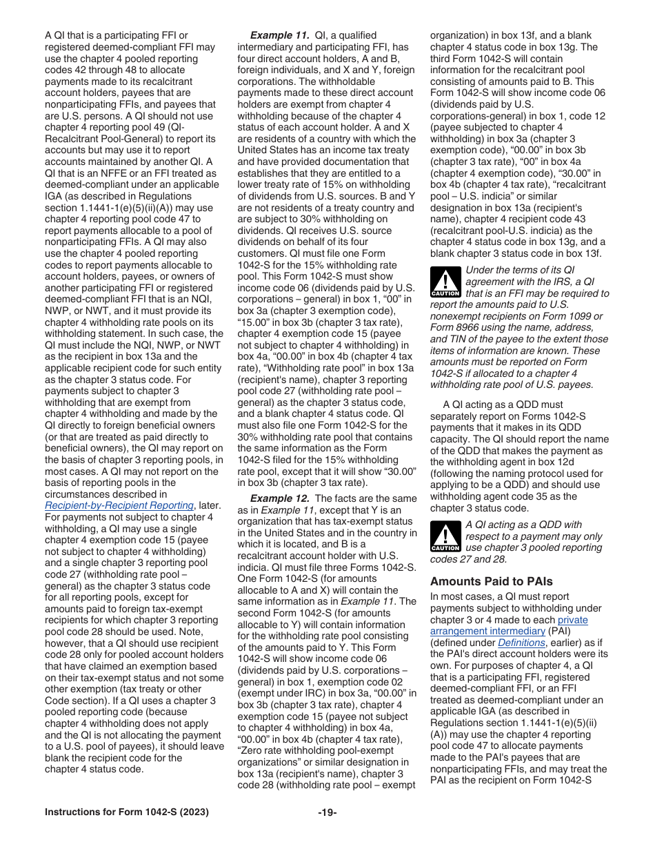 Instructions for IRS Form 1042-S Foreign Persons U.S. Source Income Subject to Withholding, Page 19