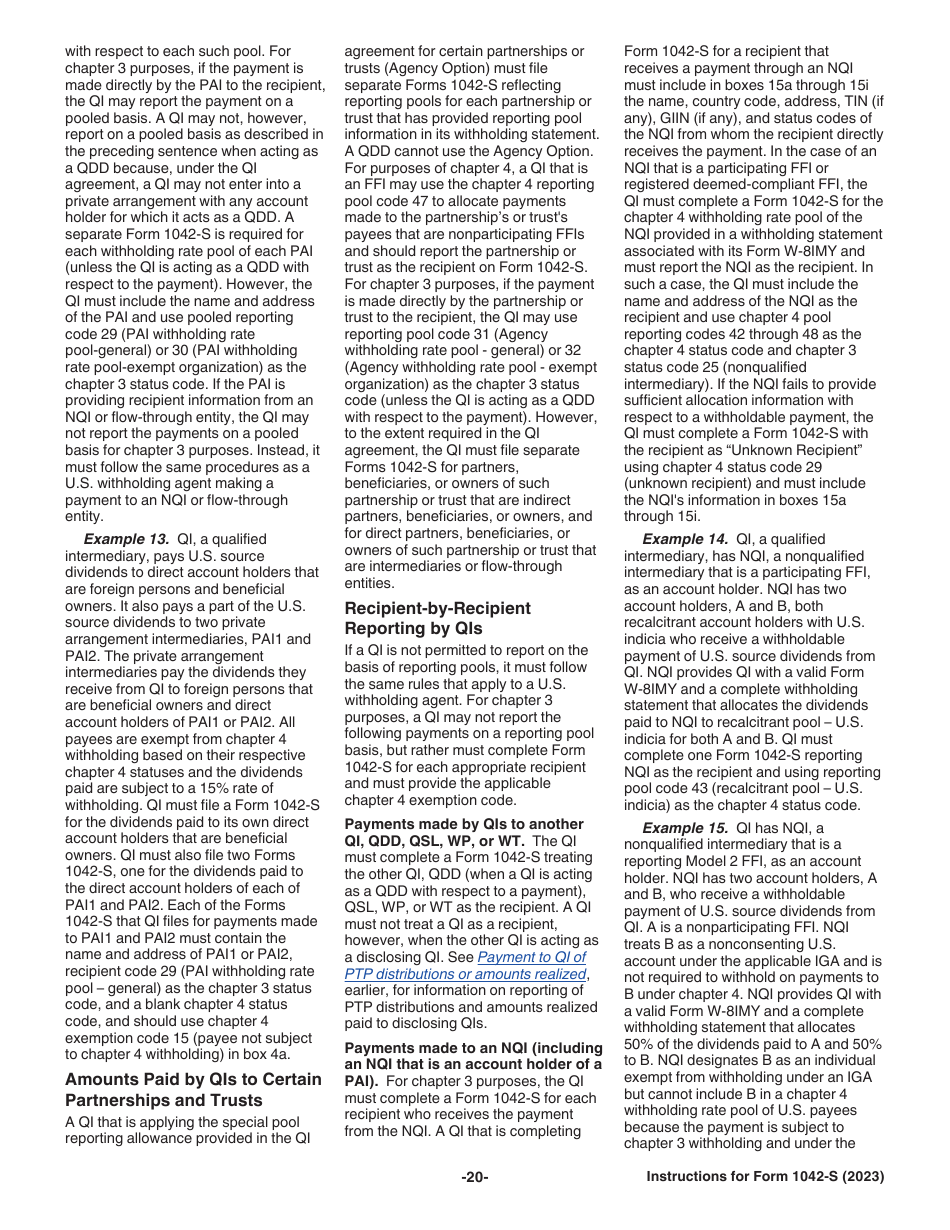 Instructions for IRS Form 1042-S Foreign Persons U.S. Source Income Subject to Withholding, Page 20