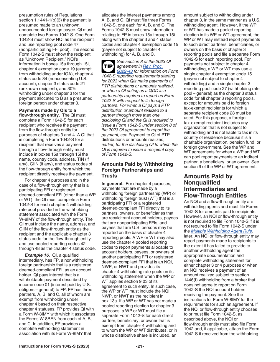 Instructions for IRS Form 1042-S Foreign Persons U.S. Source Income Subject to Withholding, Page 21