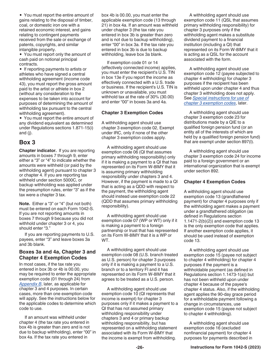 Instructions for IRS Form 1042-S Foreign Persons U.S. Source Income Subject to Withholding, Page 26