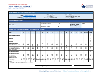Document preview: Ada Annual Report for Non-public Schools - Mississippi, 2023