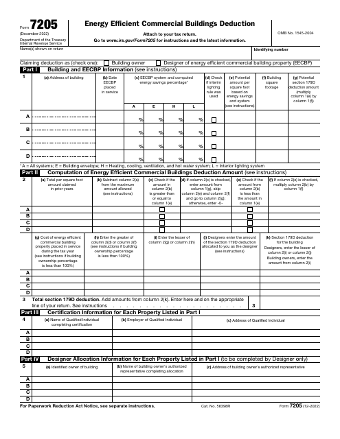 IRS Form 7205  Printable Pdf