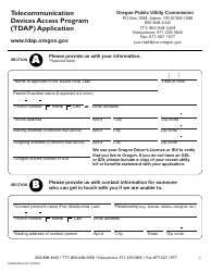 Document preview: Form FM608 Telecommunication Devices Access Program (Tdap) Application - Oregon
