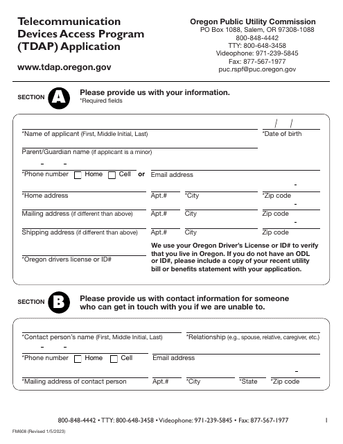 Form FM608  Printable Pdf