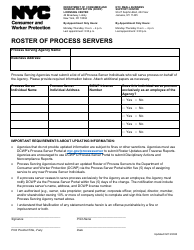Document preview: Roster of Process Servers - New York City