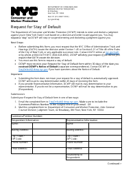 Request for Stay of Default - New York City
