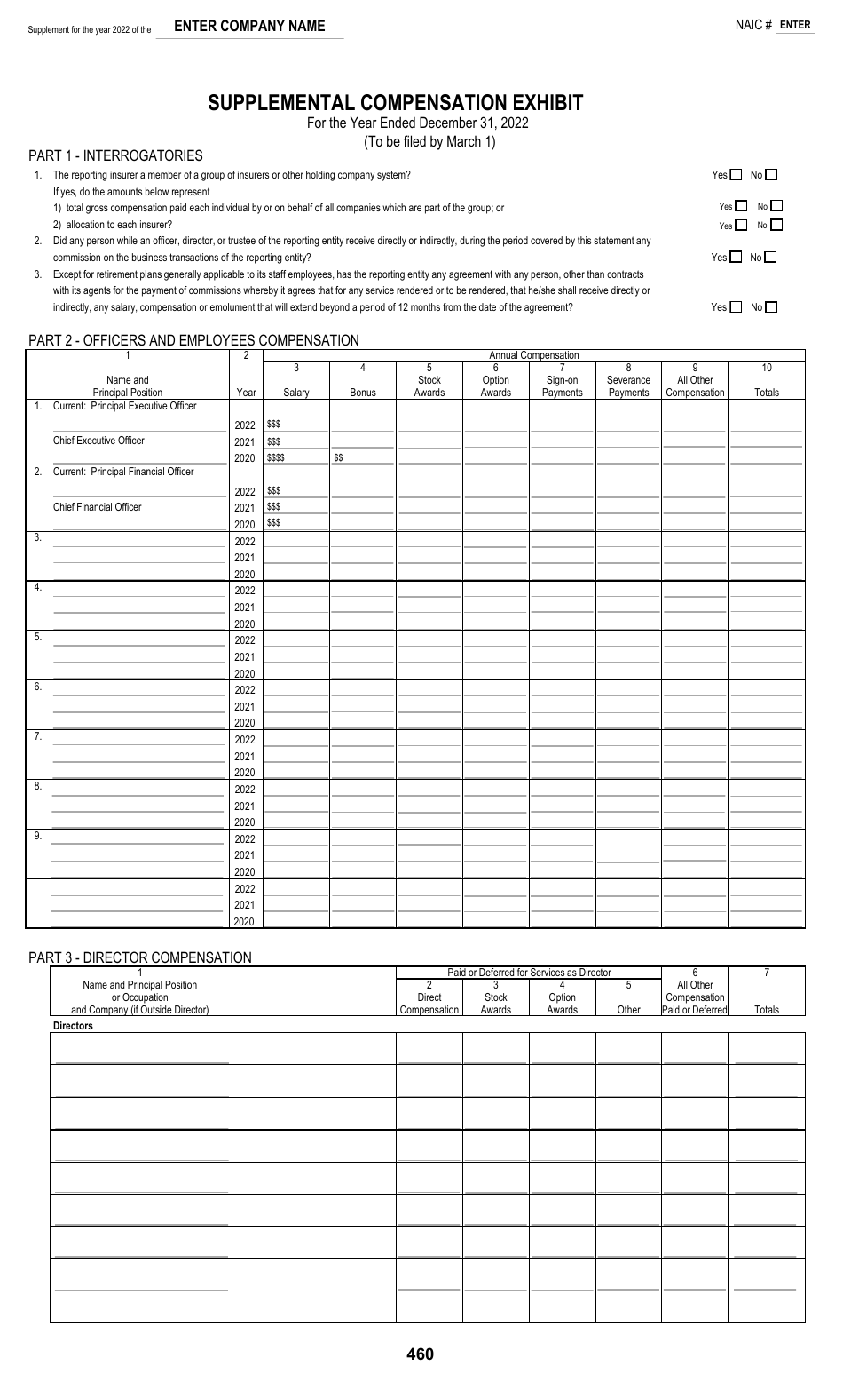 2022 Nebraska Supplemental Compensation Exhibit Download Fillable PDF