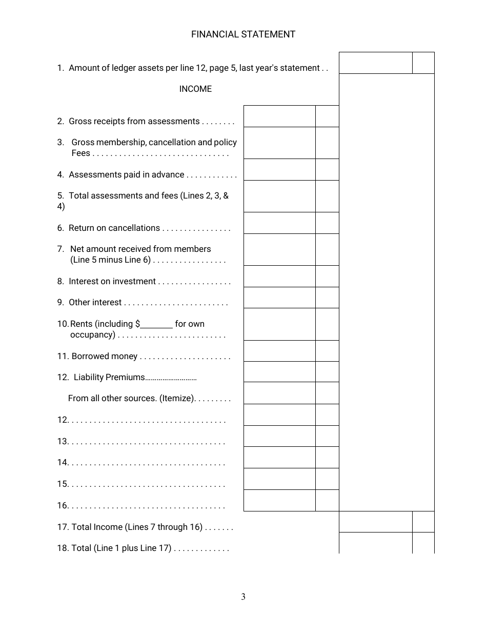 Annual Statement - Assessment Association - Nebraska, Page 3